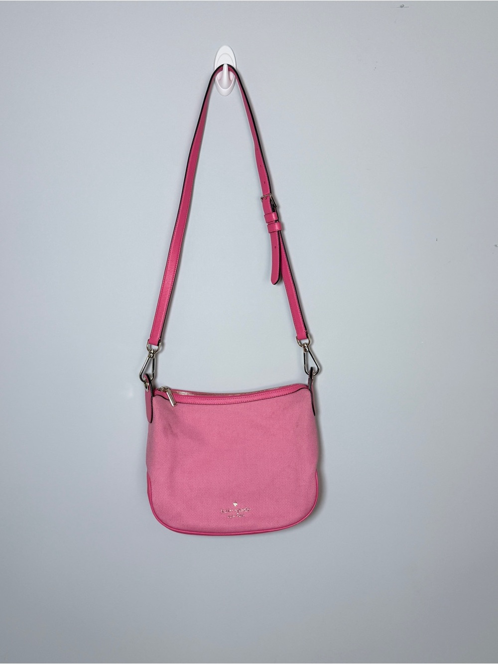 Kate Spade Pink Canvas Leather Trim Crossbody